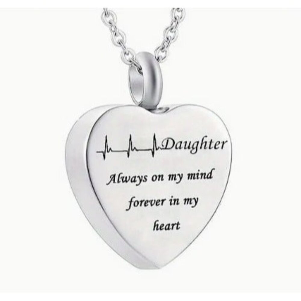 Daughter Memory Heart Cremation Urn Pendant Necklace For Ashes